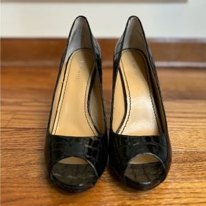 Nine West Black Patent Crocodile Print High Heels